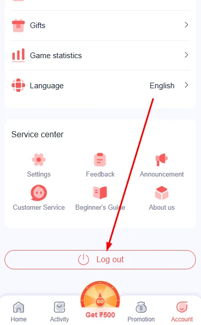 Click the logout button